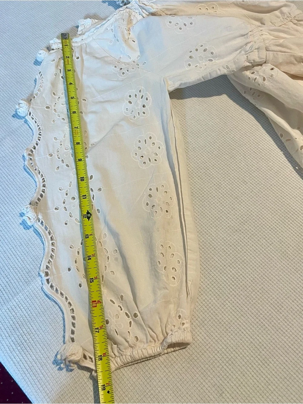 ZARA Girls Embroidered Schiffli Cold Shoulder Dress Ivory Size 10 140 Cotton